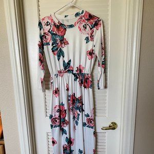 3/4 sleeve floral maxi dress